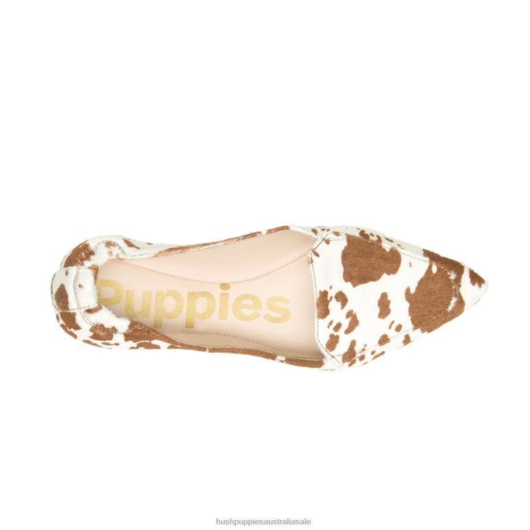 Cow Print Leather Hazel Pointe Flat Women Hush Puppies Flat Shoes F264D70