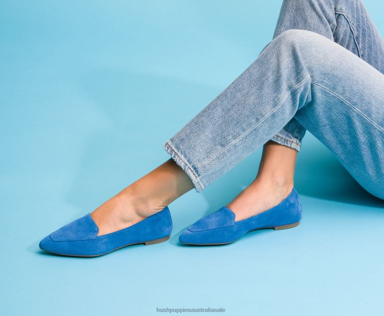Deep Sky Blue Suede Hazel Pointe Flat Women Hush Puppies Flat Shoes F264D52