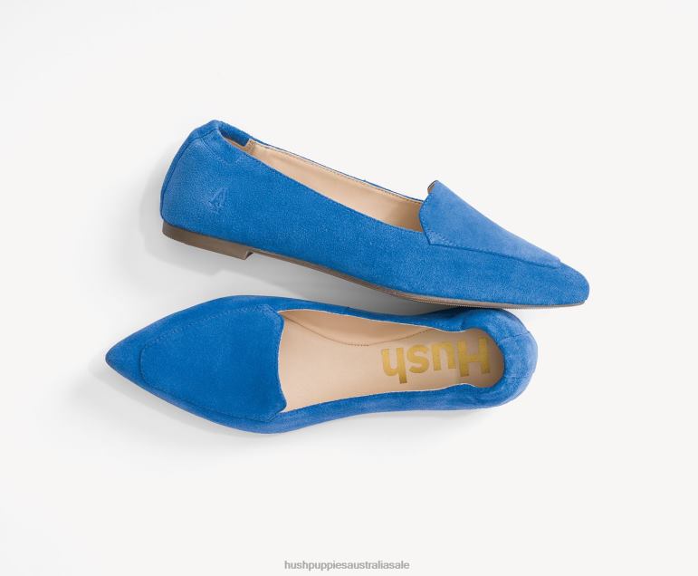 Deep Sky Blue Suede Hazel Pointe Flat Women Hush Puppies Flat Shoes F264D52