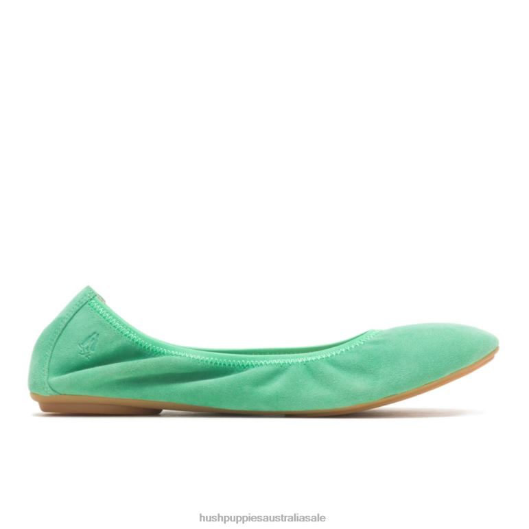 Jade Green Suede Chaste Ballet Flat 2 Women Hush Puppies Ballet Flat F264D80