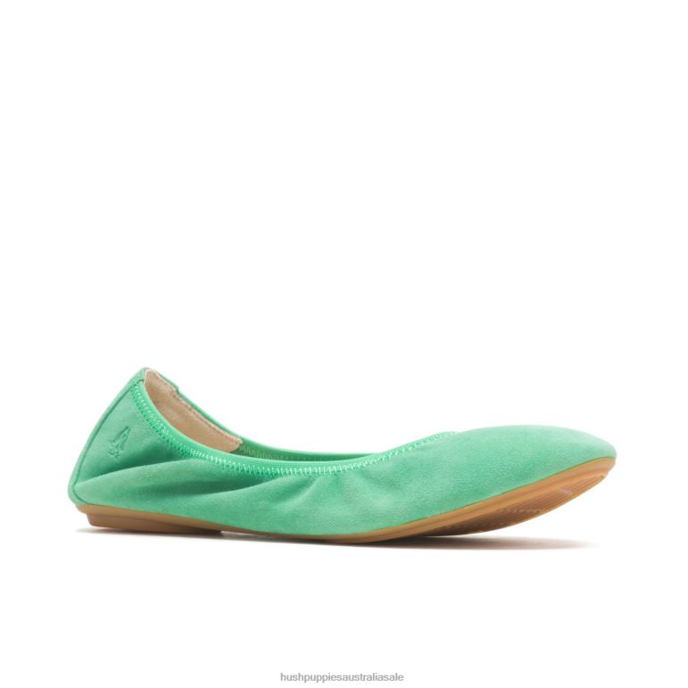 Jade Green Suede Chaste Ballet Flat 2 Women Hush Puppies Ballet Flat F264D80