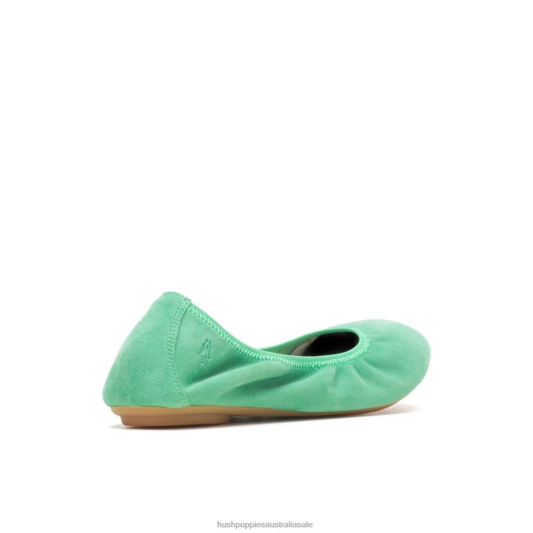 Jade Green Suede Chaste Ballet Flat 2 Women Hush Puppies Ballet Flat F264D80