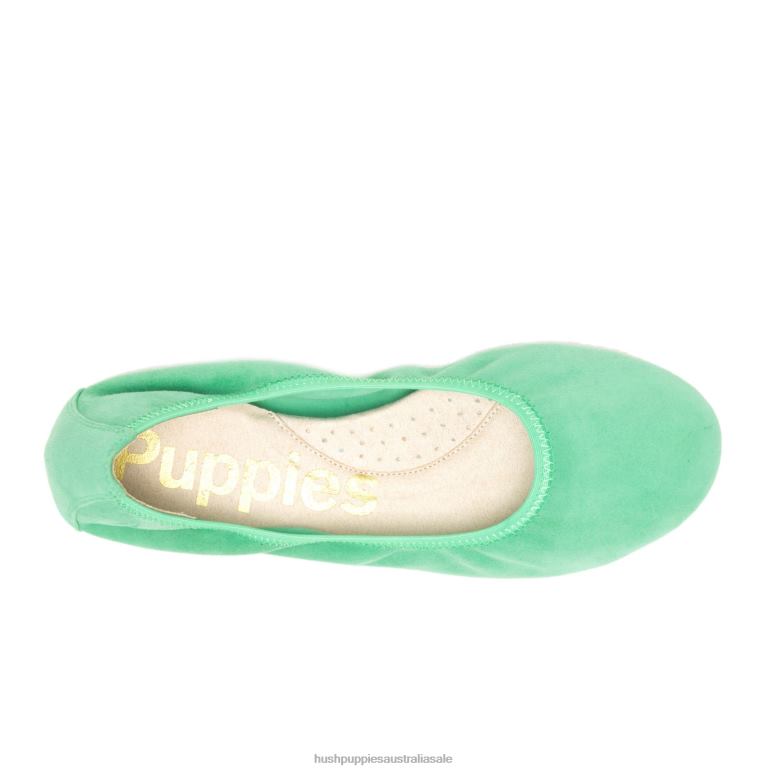Jade Green Suede Chaste Ballet Flat 2 Women Hush Puppies Ballet Flat F264D80