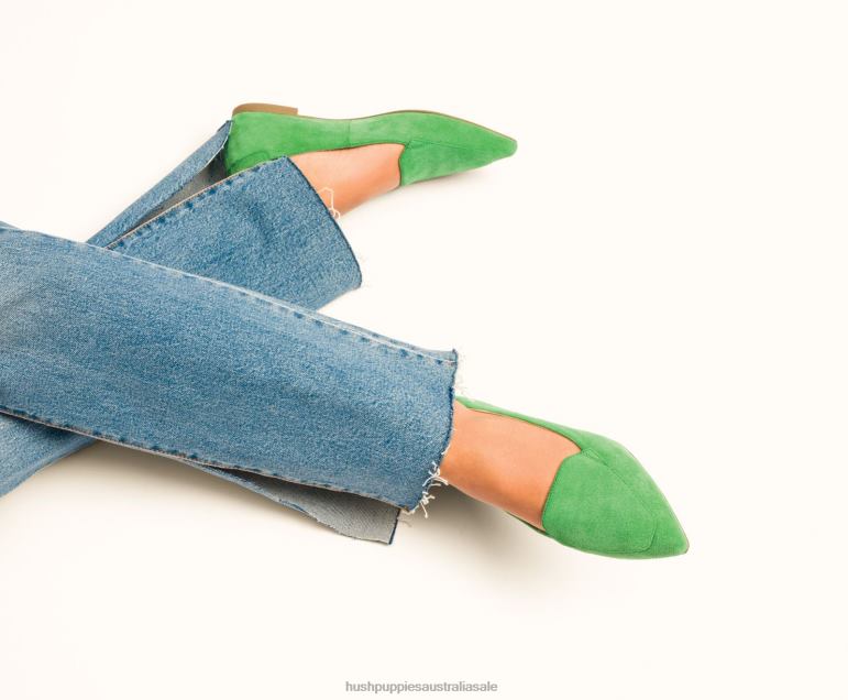 Jade Green Suede Hazel Pointe Flat Women Hush Puppies Flat Shoes F264D71