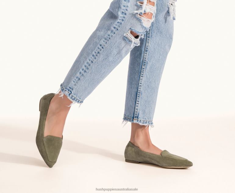 Olive Suede Hazel Pointe Flat Women Hush Puppies Flat Shoes F264D56