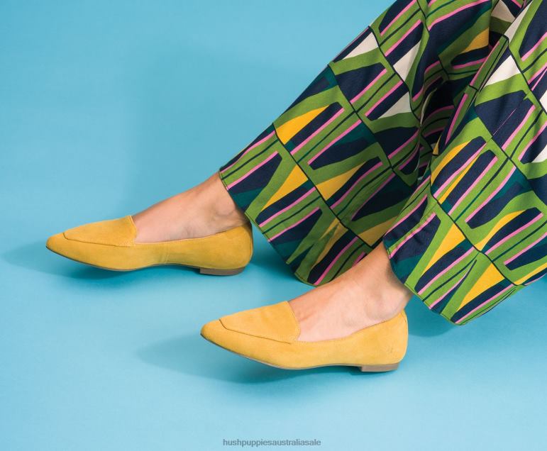 Summer Yellow Suede Hazel Pointe Flat Women Hush Puppies Flat Shoes F264D57