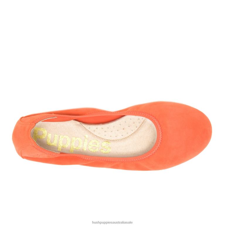 Tiger Orange Suede Chaste Ballet Flat 2 Women Hush Puppies Ballet Flat F264D81