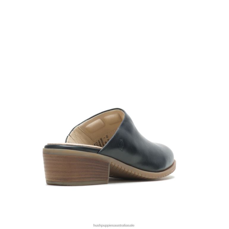 Bold Black Leather Sienna Mule Women Hush Puppies Heels F264D95
