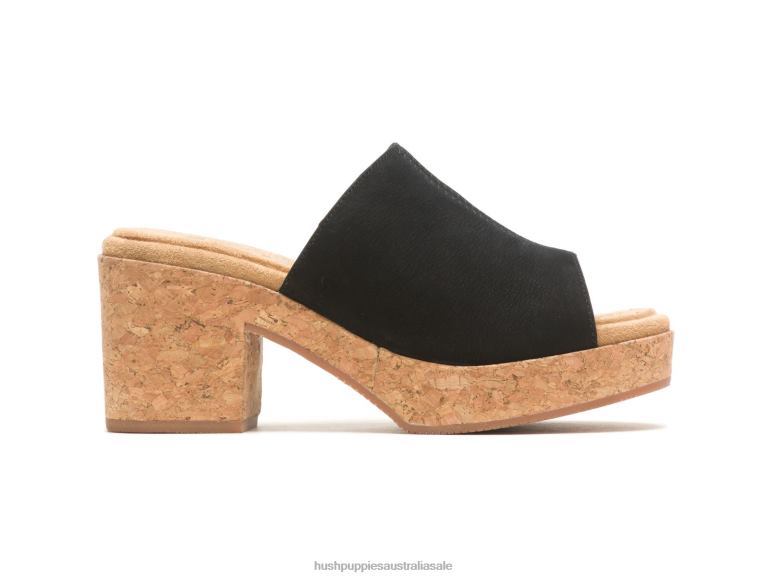 Bold Black Nubuck Poppy Slide Women Hush Puppies Heels F264D7