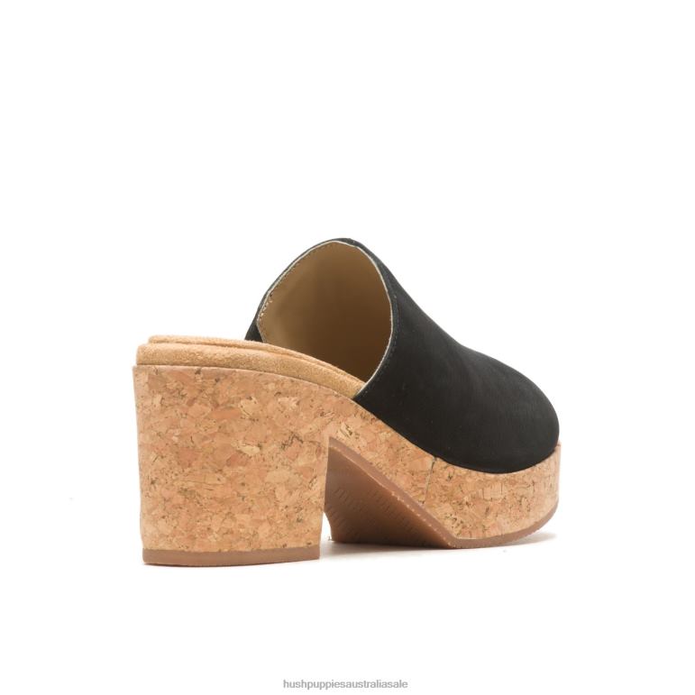Bold Black Nubuck Poppy Slide Women Hush Puppies Heels F264D7