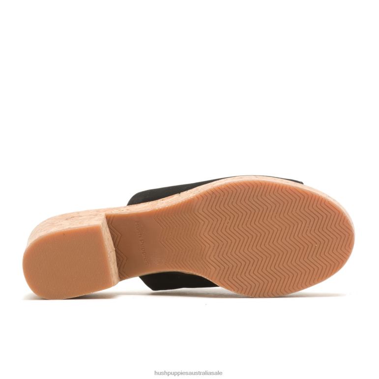 Bold Black Nubuck Poppy Slide Women Hush Puppies Heels F264D7