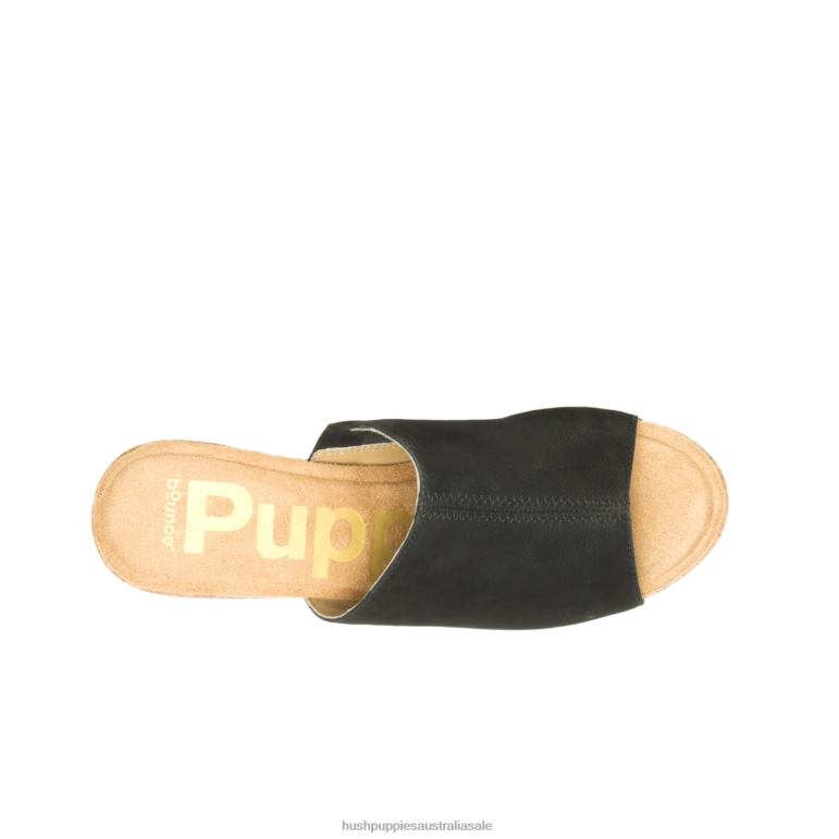 Bold Black Nubuck Poppy Slide Women Hush Puppies Heels F264D7