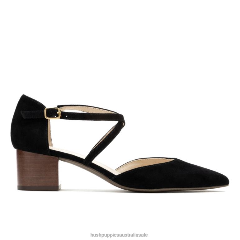 Bold Black Suede Sofie Cross Pump Women Hush Puppies Heels F264D100
