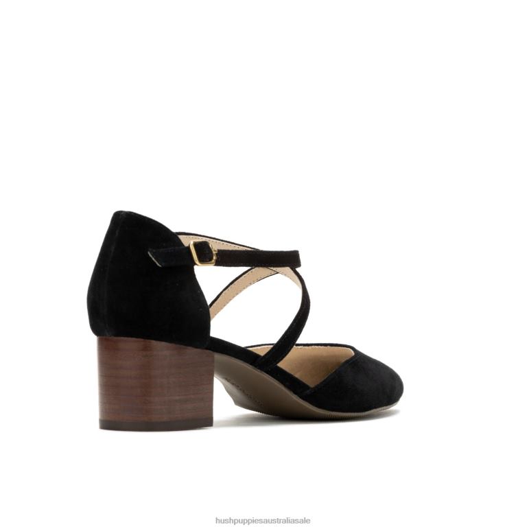 Bold Black Suede Sofie Cross Pump Women Hush Puppies Heels F264D100