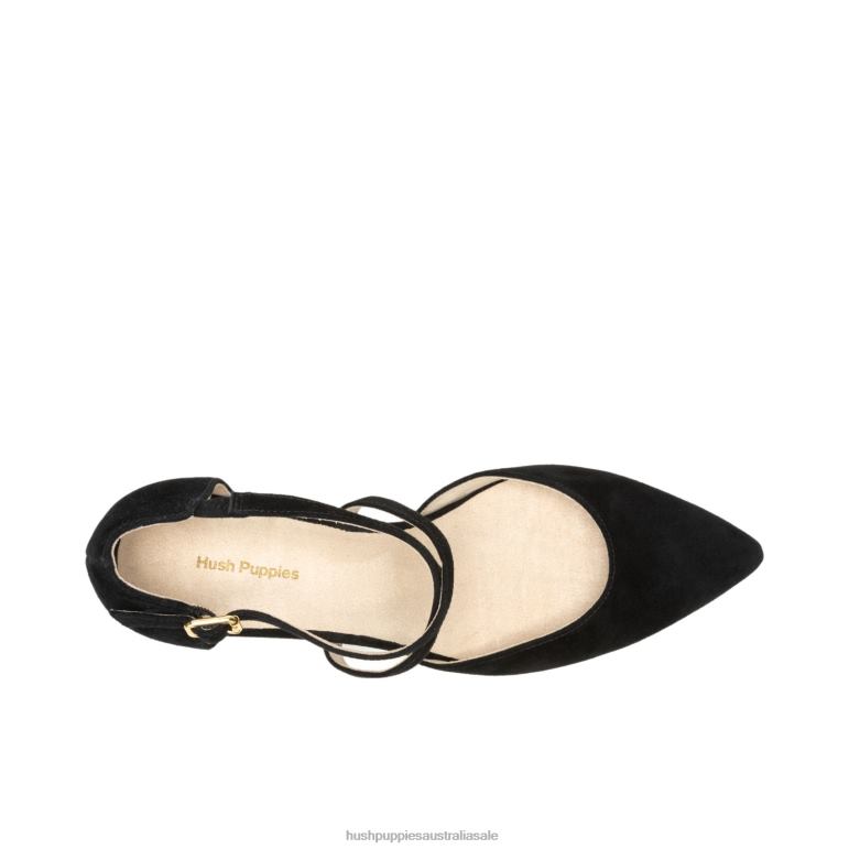 Bold Black Suede Sofie Cross Pump Women Hush Puppies Heels F264D100