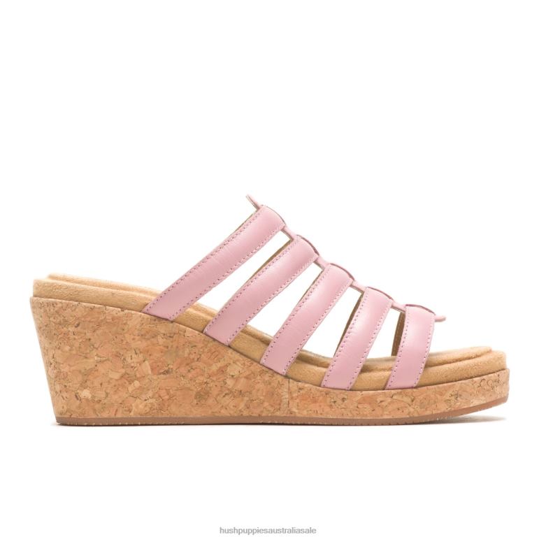 Cool Pink Leather Willow Slide Sandal Women Hush Puppies Heels F264D6