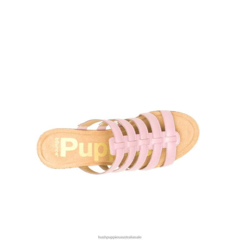 Cool Pink Leather Willow Slide Sandal Women Hush Puppies Heels F264D6
