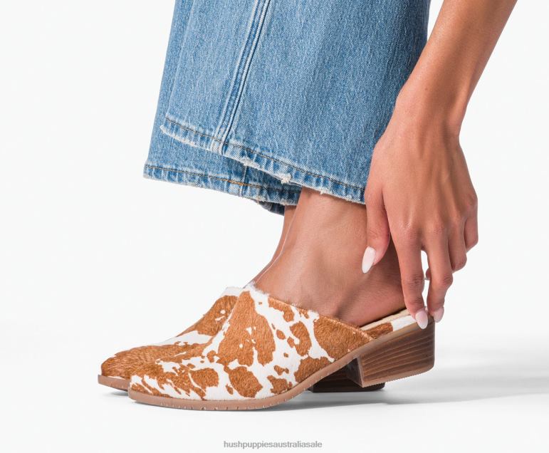 Cow Print Leather Sienna Mule Women Hush Puppies Heels F264D92