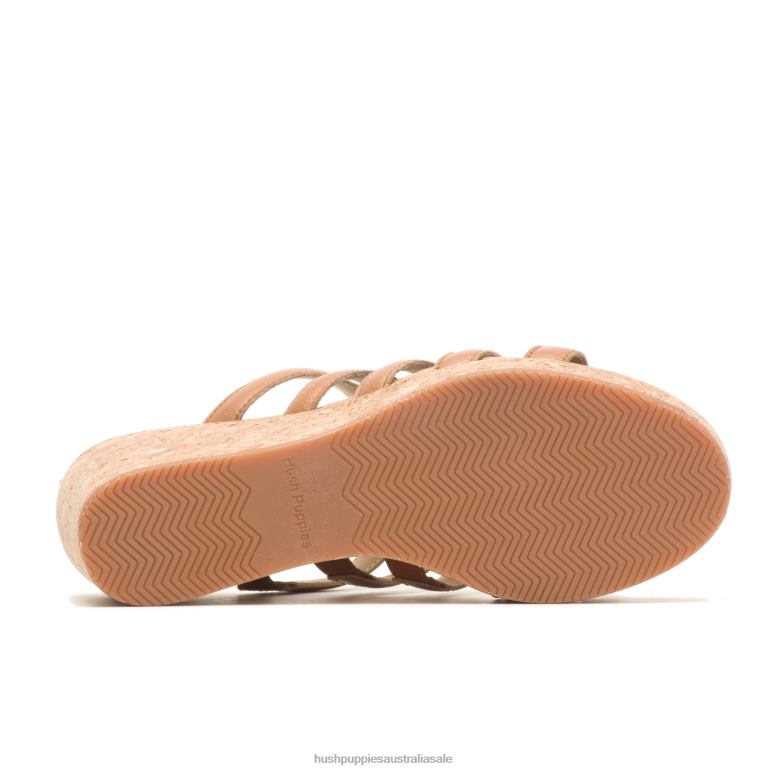 Deep Beige Leather Willow Slide Sandal Women Hush Puppies Heels F264D12