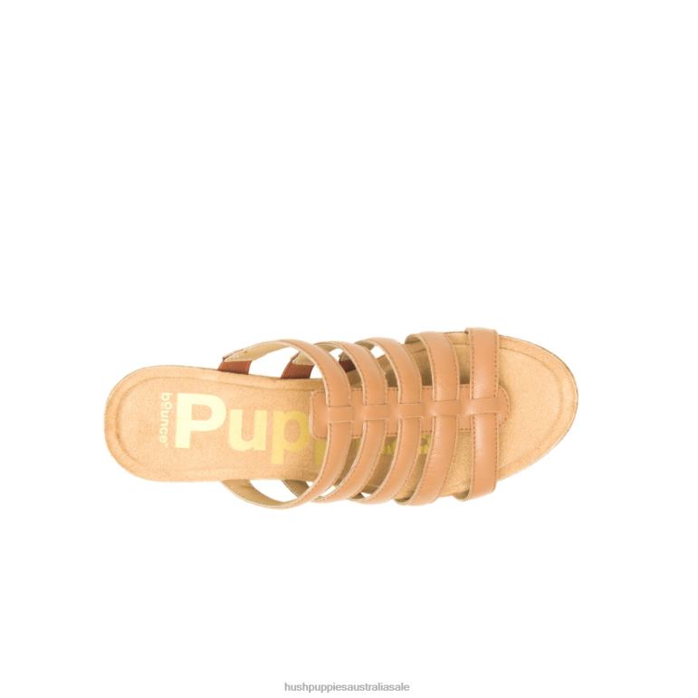 Deep Beige Leather Willow Slide Sandal Women Hush Puppies Heels F264D12