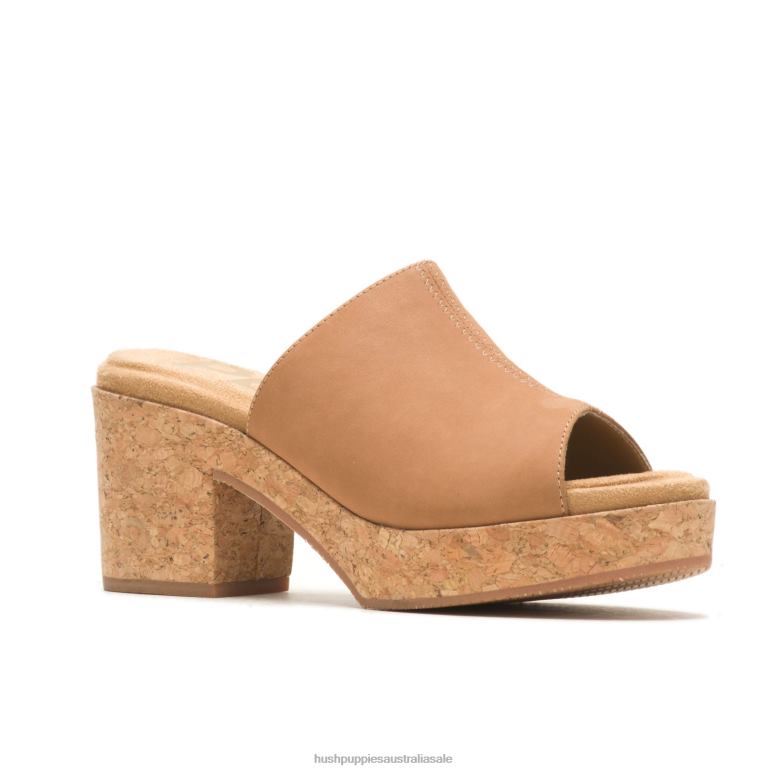 Deep Beige Nubuck Poppy Slide Women Hush Puppies Heels F264D8