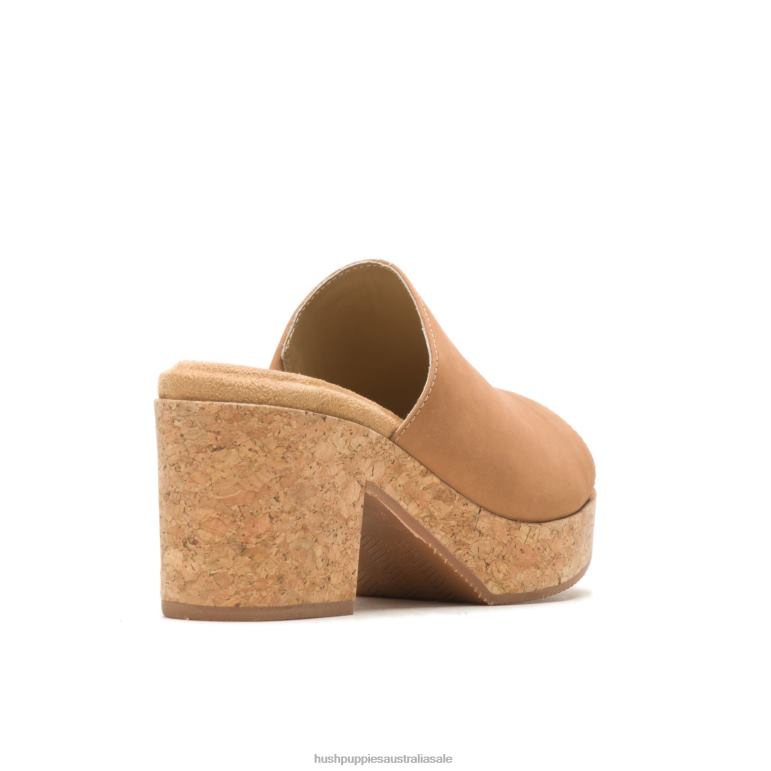 Deep Beige Nubuck Poppy Slide Women Hush Puppies Heels F264D8