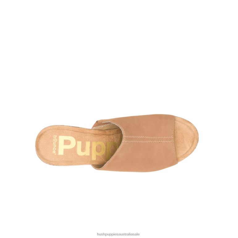 Deep Beige Nubuck Poppy Slide Women Hush Puppies Heels F264D8