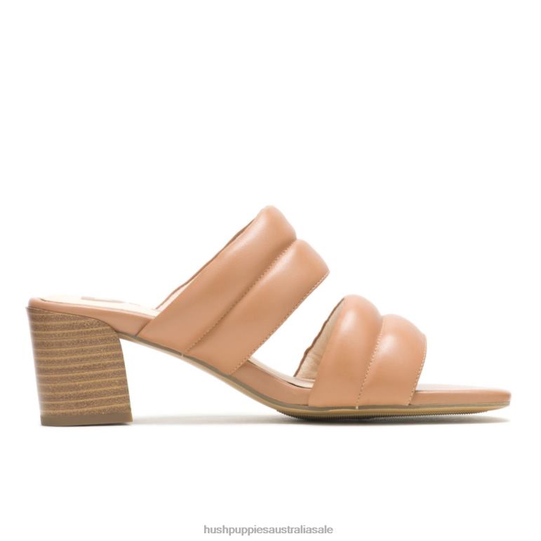 Desert Tan Leather Leila Slide Sandal Women Hush Puppies Heels F264D29