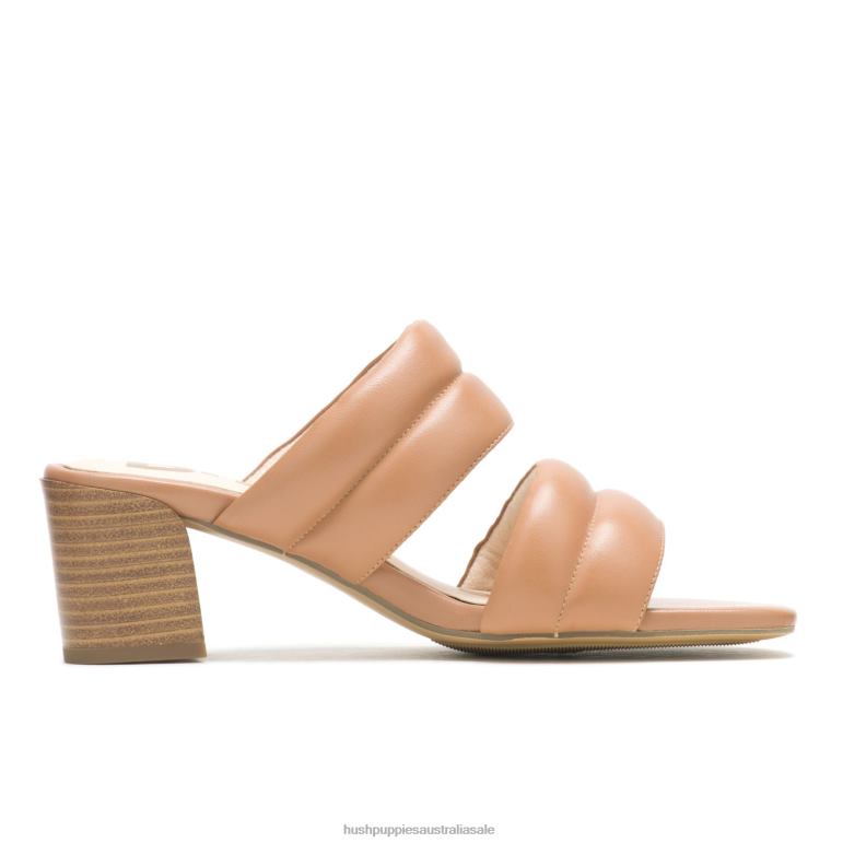 Desert Tan Leather Leila Slide Sandal Women Hush Puppies Heels F264D29