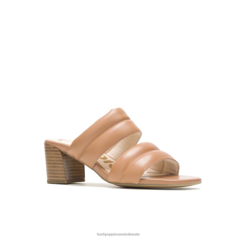 Desert Tan Leather Leila Slide Sandal Women Hush Puppies Heels F264D29