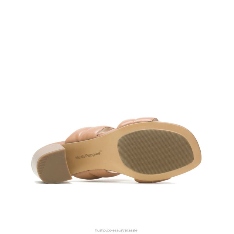 Desert Tan Leather Leila Slide Sandal Women Hush Puppies Heels F264D29