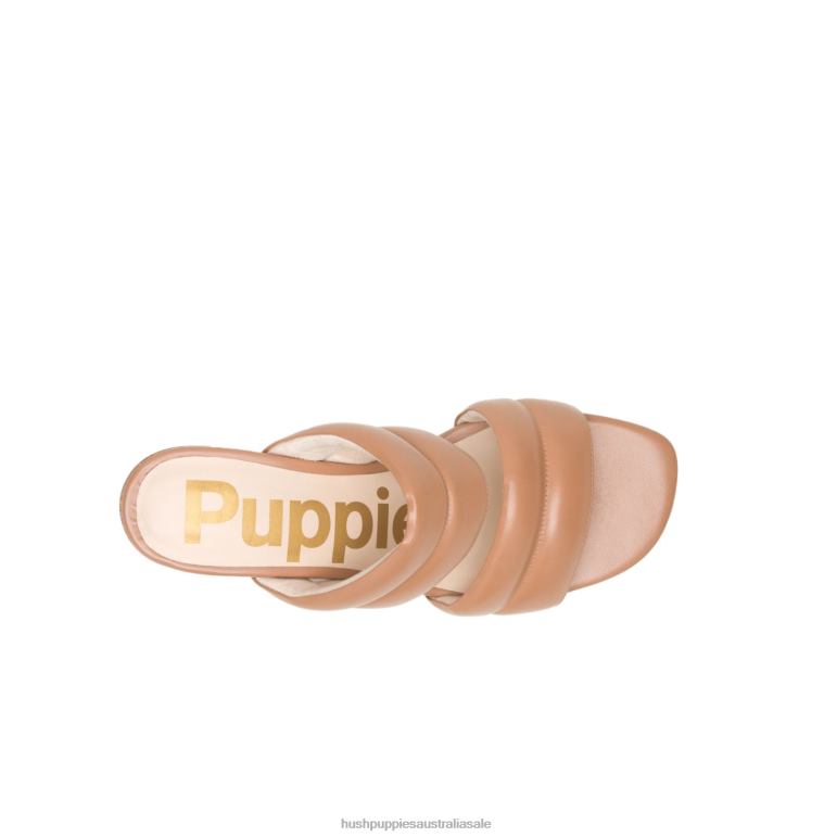 Desert Tan Leather Leila Slide Sandal Women Hush Puppies Heels F264D29