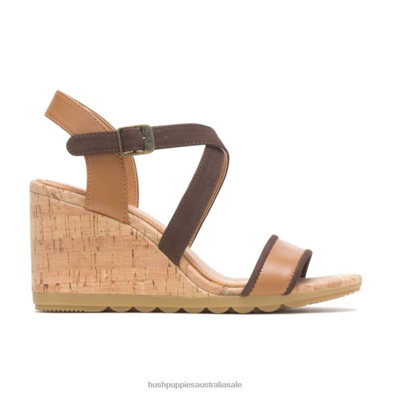 Desert Tan Leather Pekingese Quarter Strap Sandal Women Hush Puppies Heels F264D107