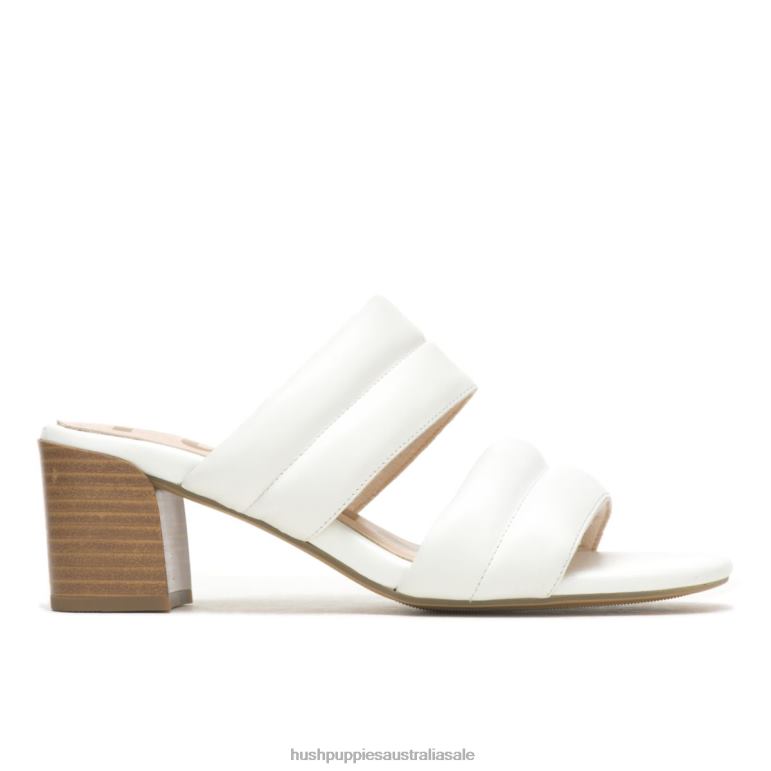 Pearl White Leather Leila Slide Sandal Women Hush Puppies Heels F264D30