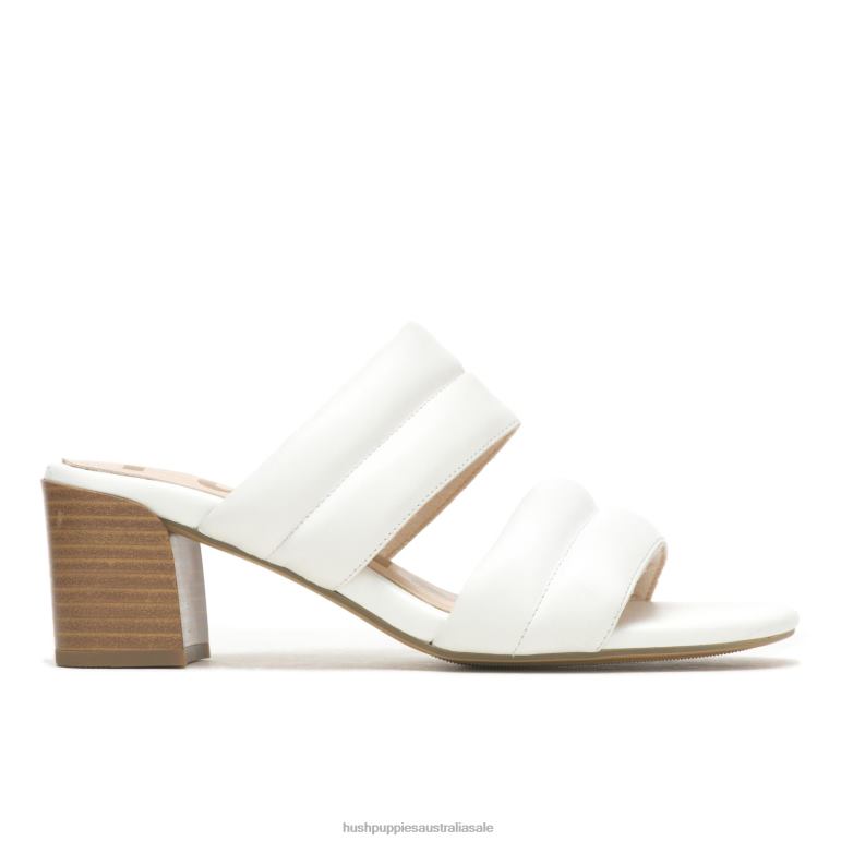 Pearl White Leather Leila Slide Sandal Women Hush Puppies Heels F264D30