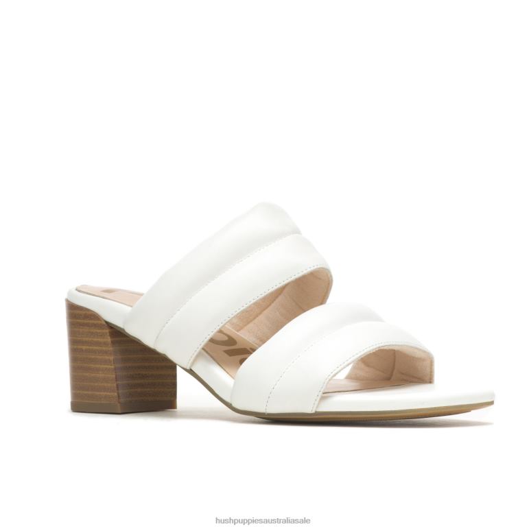 Pearl White Leather Leila Slide Sandal Women Hush Puppies Heels F264D30