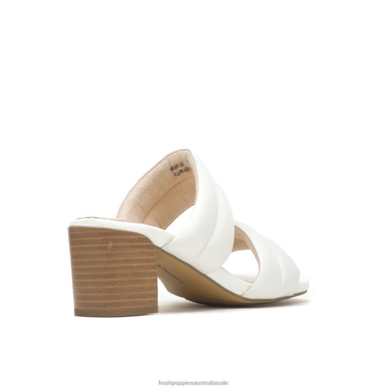 Pearl White Leather Leila Slide Sandal Women Hush Puppies Heels F264D30
