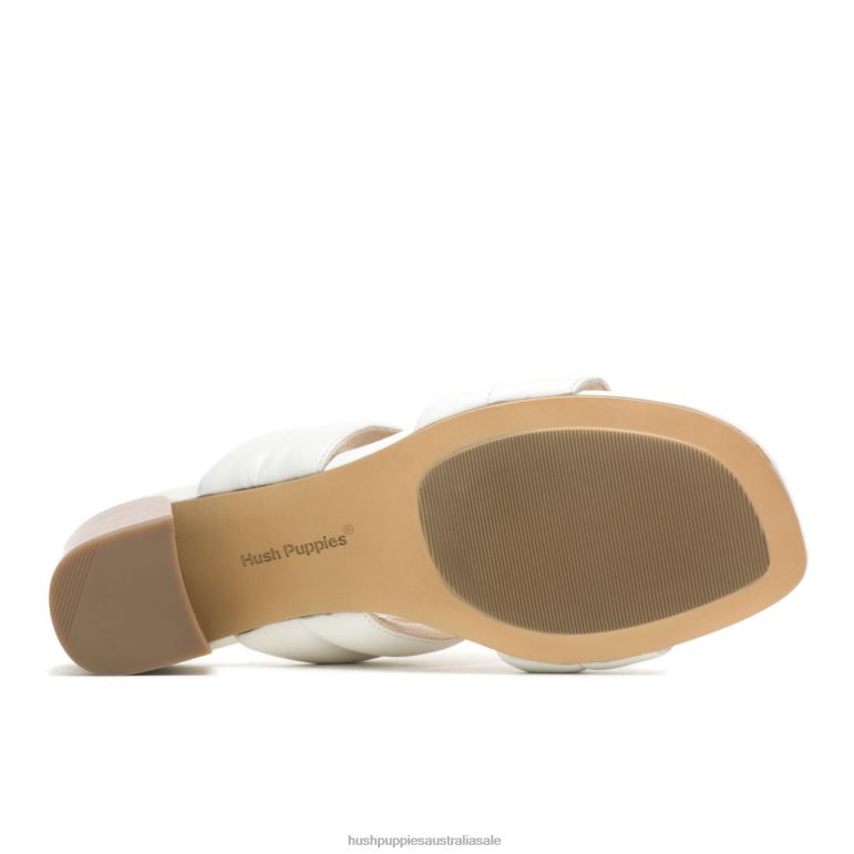 Pearl White Leather Leila Slide Sandal Women Hush Puppies Heels F264D30