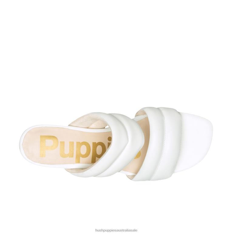 Pearl White Leather Leila Slide Sandal Women Hush Puppies Heels F264D30