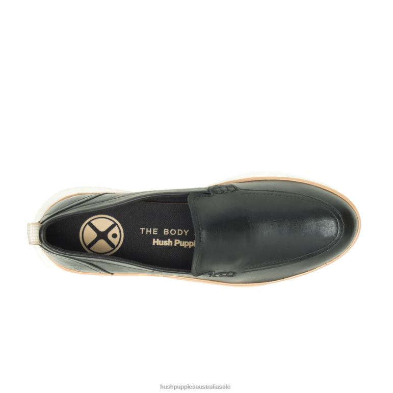 Bold Black Leather Advance Loafer Women Hush Puppies Loafer F264D45