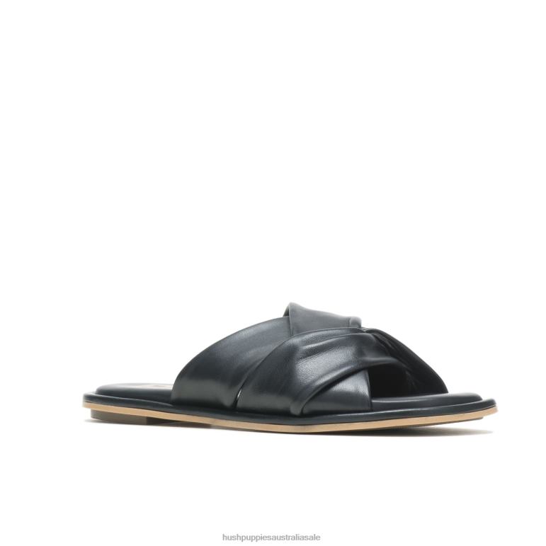 Bold Black Leather Emily Slide Sandal Women Hush Puppies Sandal F264D14