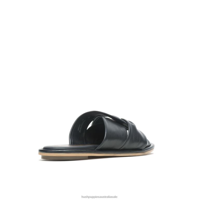 Bold Black Leather Emily Slide Sandal Women Hush Puppies Sandal F264D14