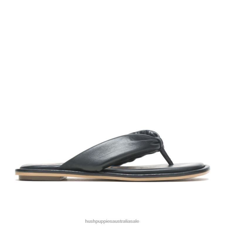 Bold Black Leather Emily Toepost Sandal Women Hush Puppies Sandal F264D15