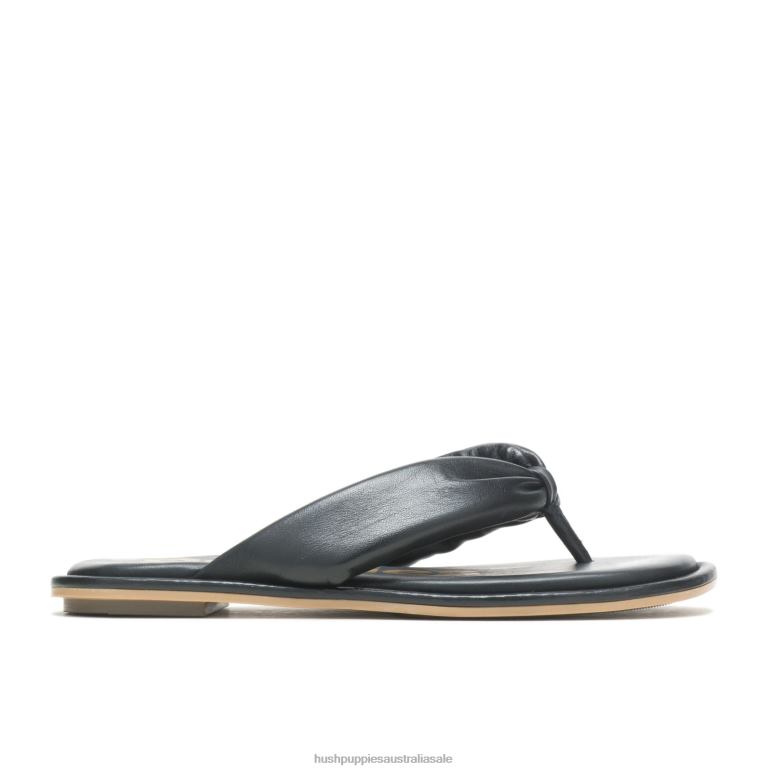 Bold Black Leather Emily Toepost Sandal Women Hush Puppies Sandal F264D15