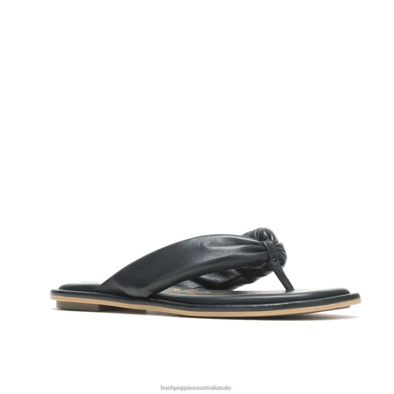 Bold Black Leather Emily Toepost Sandal Women Hush Puppies Sandal F264D15