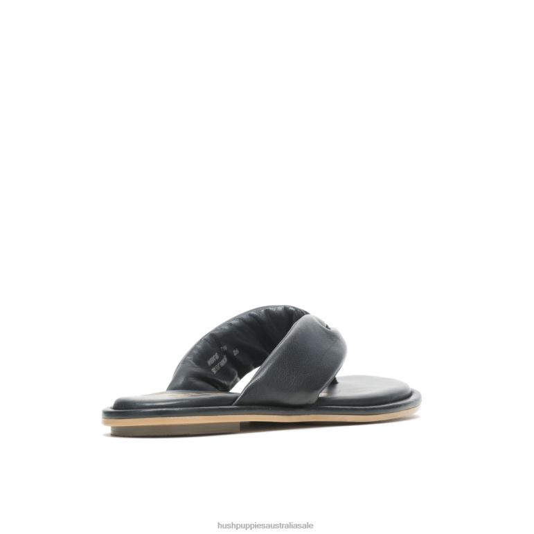 Bold Black Leather Emily Toepost Sandal Women Hush Puppies Sandal F264D15