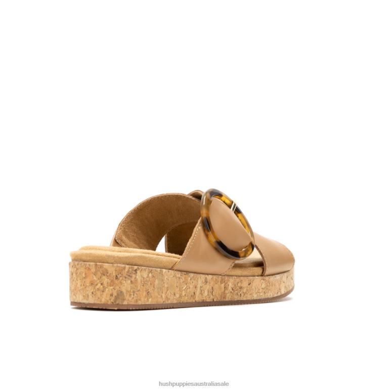 Deep Beige Leather June Buckle Slide Sandal Women Hush Puppies Sandal F264D10