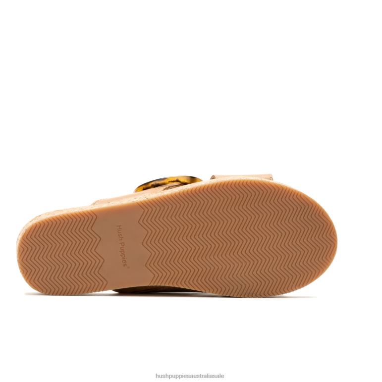 Deep Beige Leather June Buckle Slide Sandal Women Hush Puppies Sandal F264D10