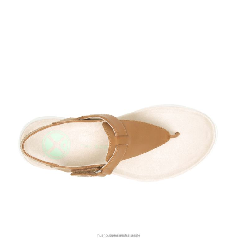 Desert Tan Leather Breathe Toepost Sandal Women Hush Puppies Sandal F264D37