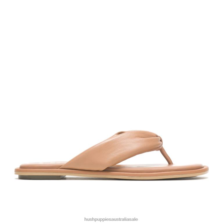 Desert Tan Leather Emily Toepost Sandal Women Hush Puppies Sandal F264D4
